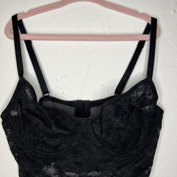 ASOS Black Lace Underwire Longline Bustier Bra, Size S, 34B - Picture 8 of 9